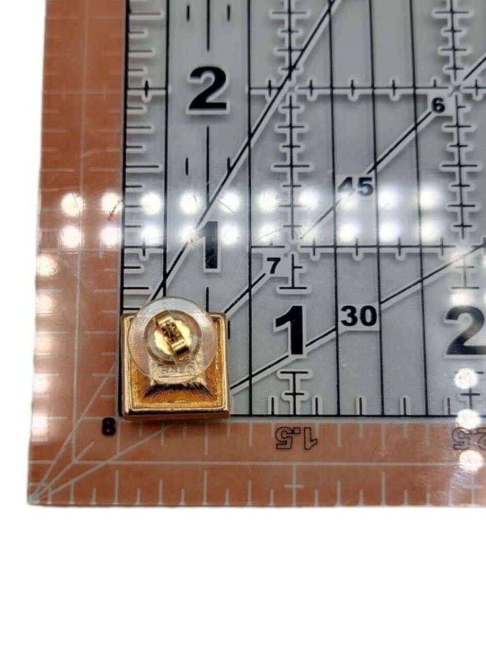 Swarovski Sal Signed Black Crystal Grid Square Post Earrings Gold Plated Studs - Picture 11 of 13